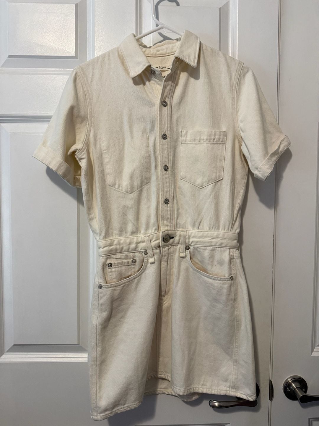 NWT Rag & Bone All In One Off White Denim Shirt Dress Size XS 4