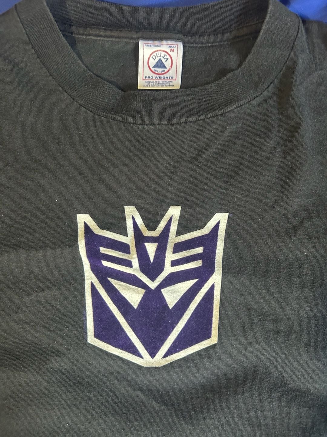 Vintage Transformers Flocked Decepticon Logo T Shirt Size M 2