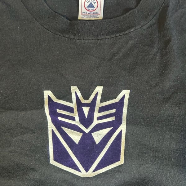 Vintage Transformers Flocked Decepticon Logo T Shirt Size M