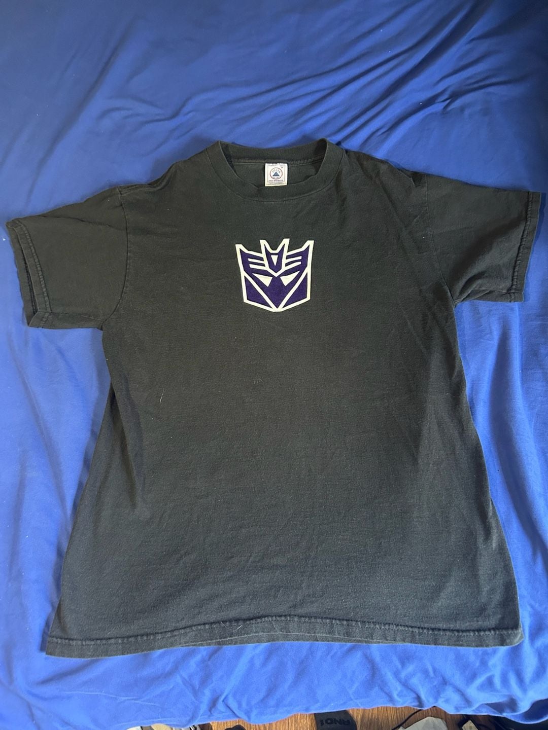 Vintage Transformers Flocked Decepticon Logo T Shirt Size M 3