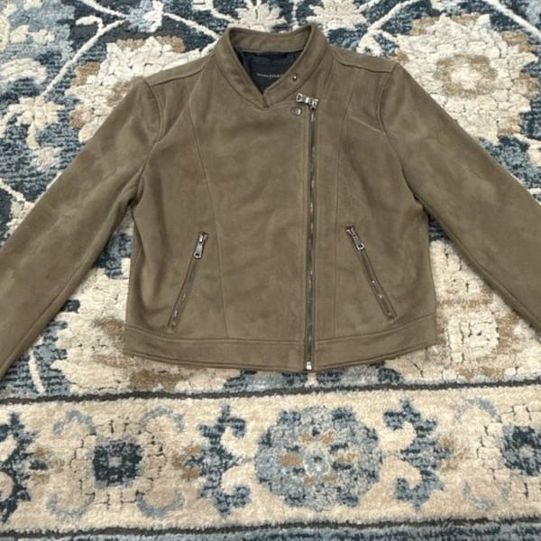 Banana Republic Suede Moto Jacket Size S Olive Green