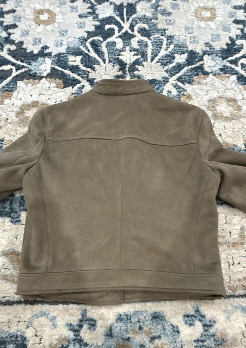 Banana Republic Suede Moto Jacket Size S Olive Green 9