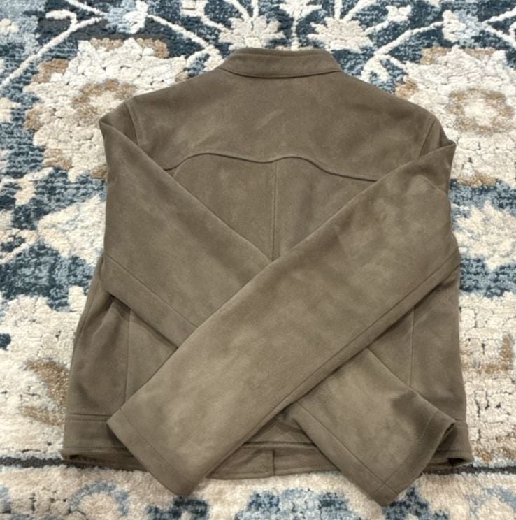 Banana Republic Suede Moto Jacket Size S Olive Green 10