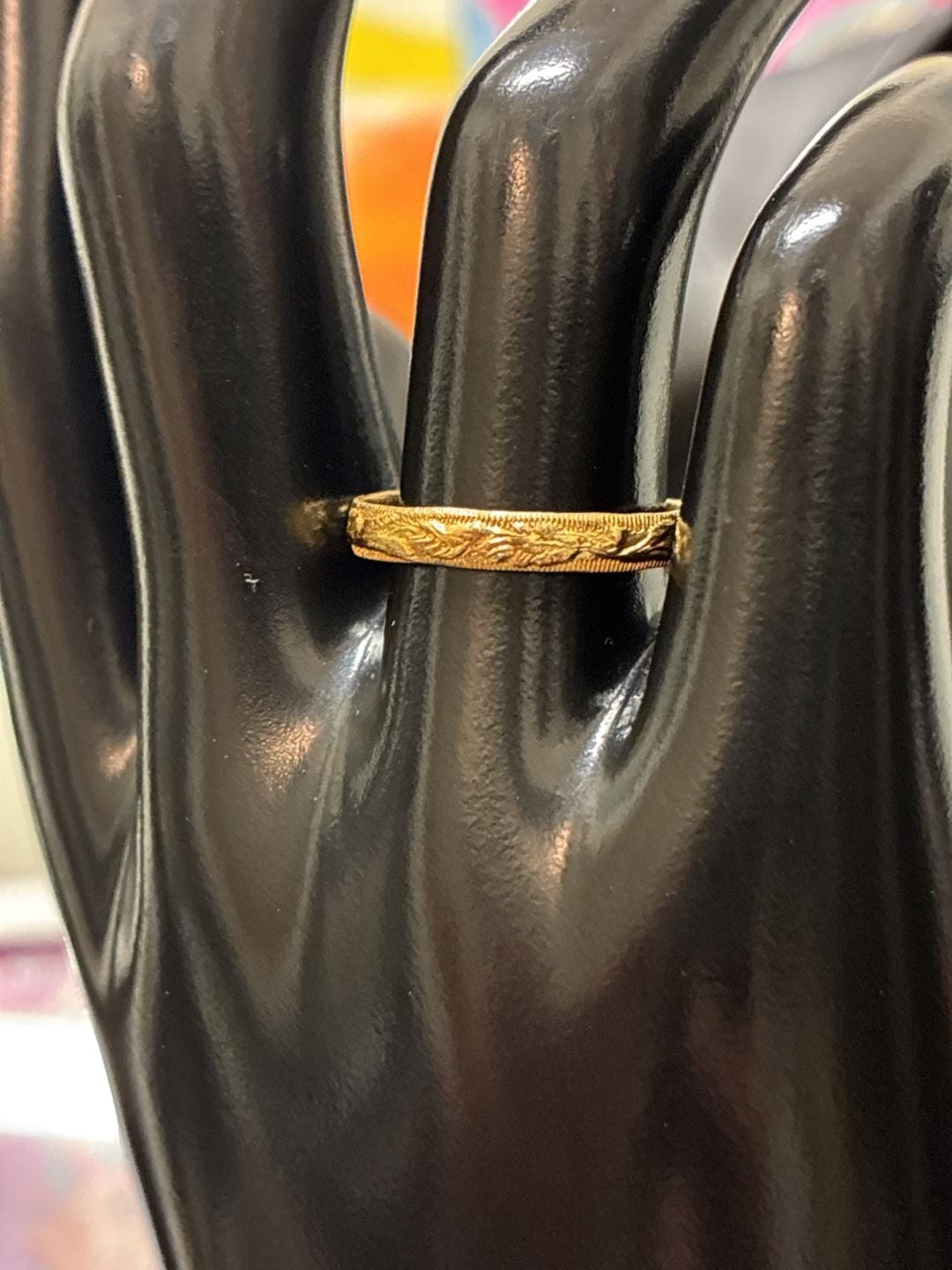 RARE! Vintage 1920s Art Deco Floral Milgrain Engraved 14K Gold Wedding Band 1