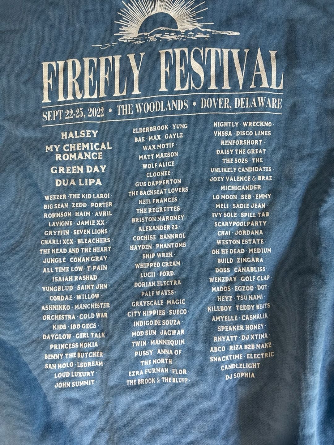 Firefly Festival 2022 Lineup Graphic T-Shirt Blue XL My Chemical Romance 2
