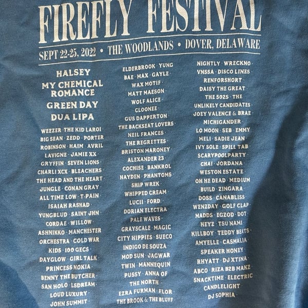 Firefly Festival 2022 Lineup Graphic T-Shirt Blue XL My Chemical Romance