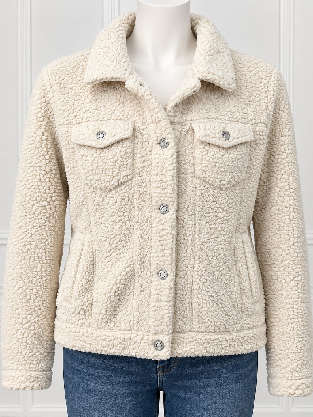 Mudd Sherpa Fleece Jacket Size XL Off White 2