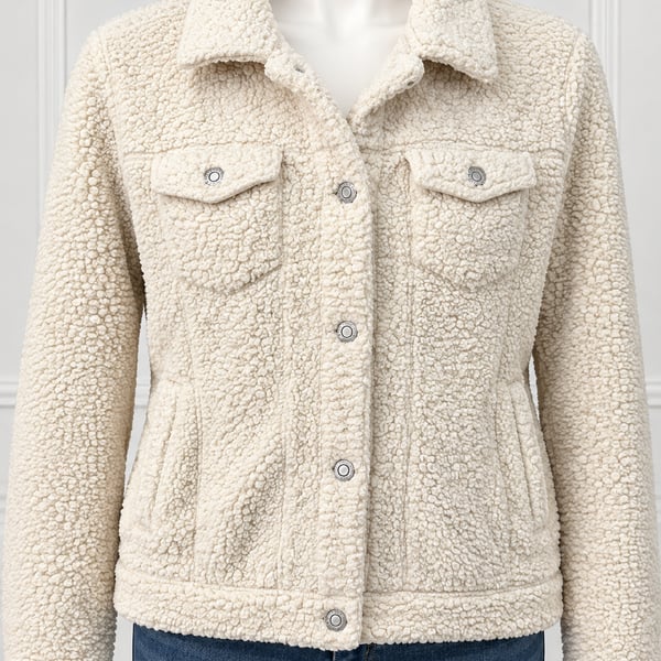 Mudd Sherpa Fleece Jacket Size XL Off White