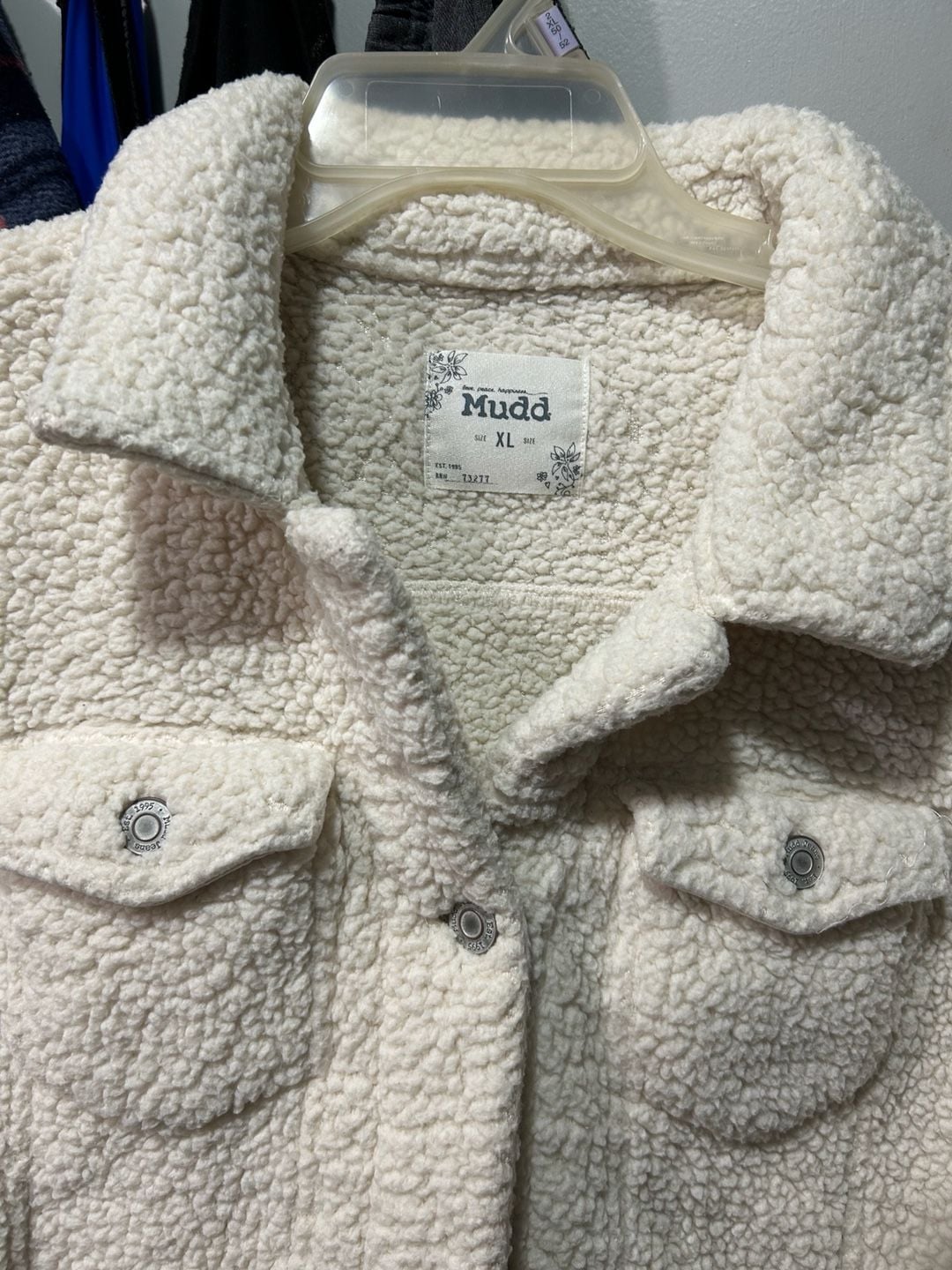 Mudd Sherpa Fleece Jacket Size XL Off White 3