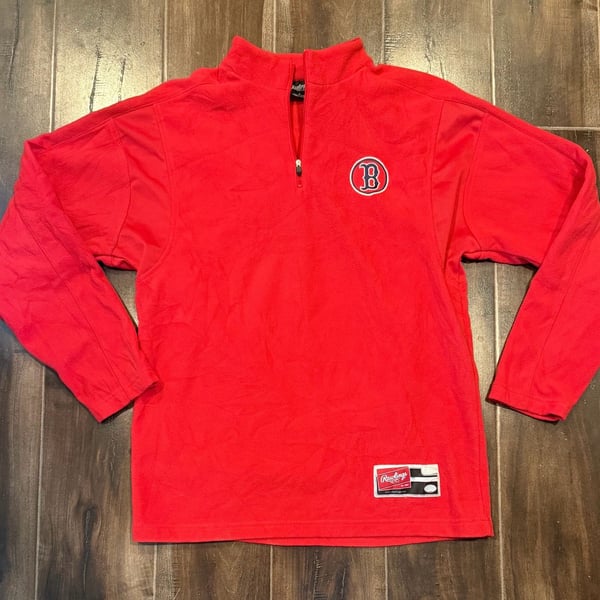 Rawlings Boston Red Sox 1/4 Zip Fleece Pullover Size M Red