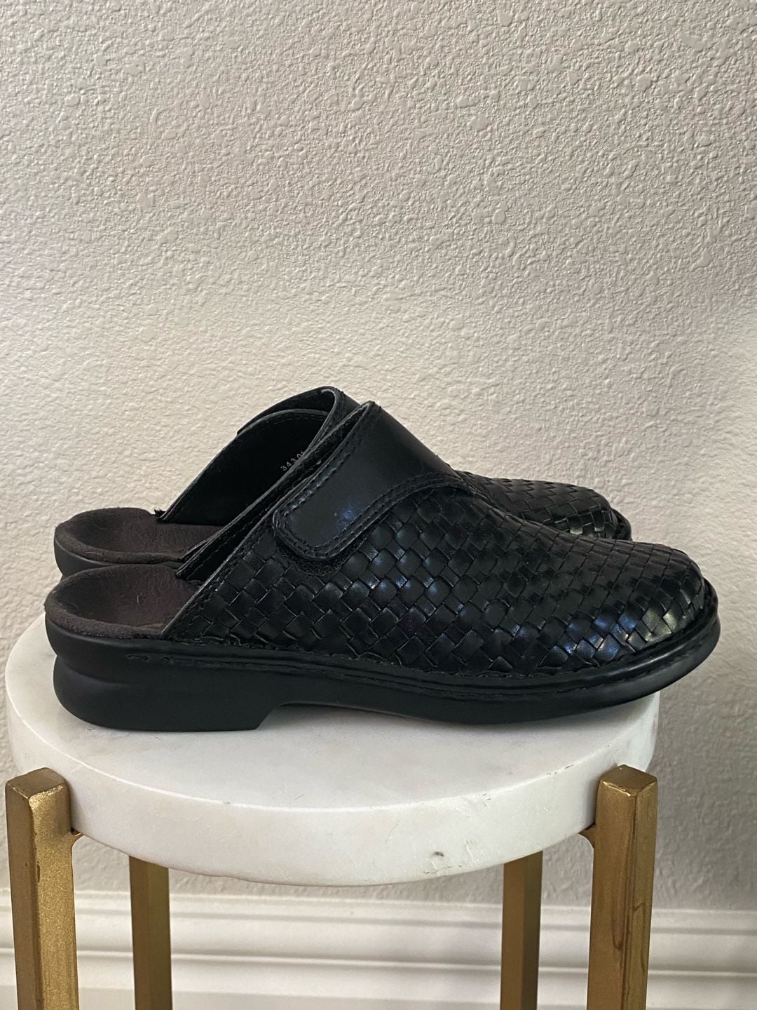 Clarks Black Woven Leather Mules Clogs Comfort Slide Shoes 8m 5