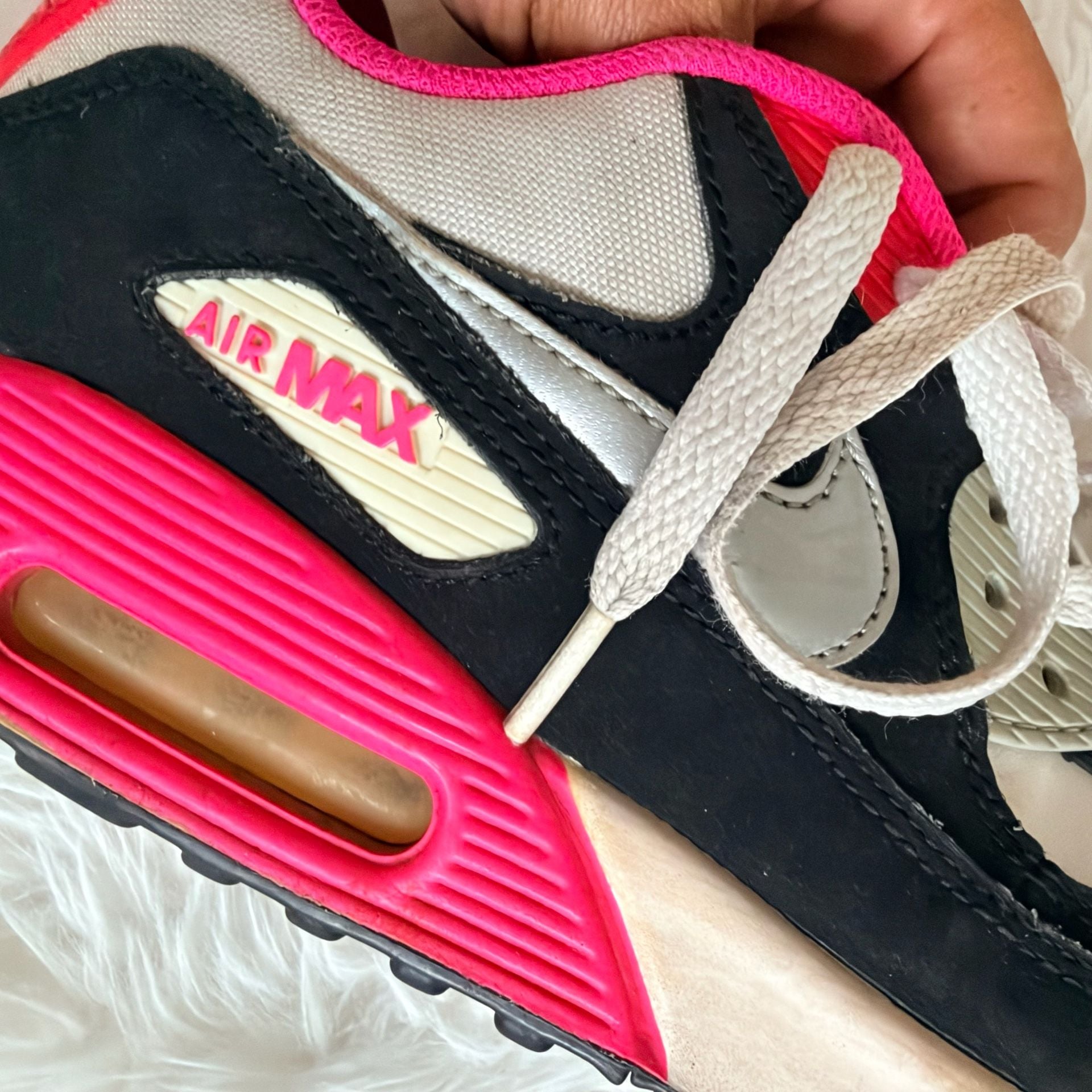 Nike Air Max 90 Running Shoes Black White Pink 6