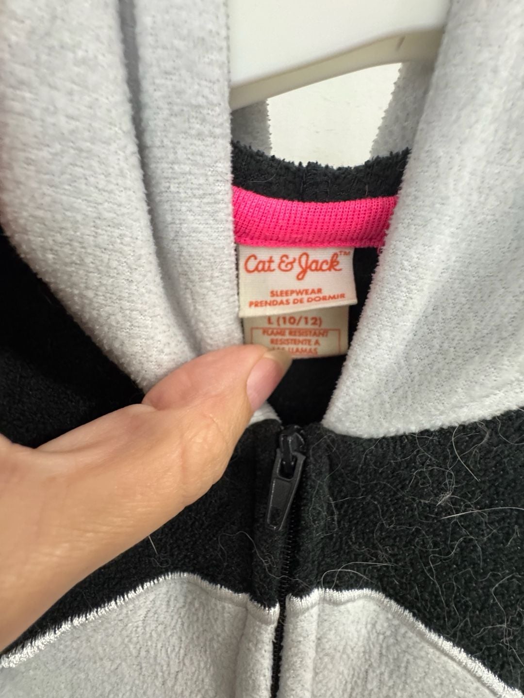 Cat & Jack Panda Onesie Size L (10/12) Black Fleece Sleepwear 3