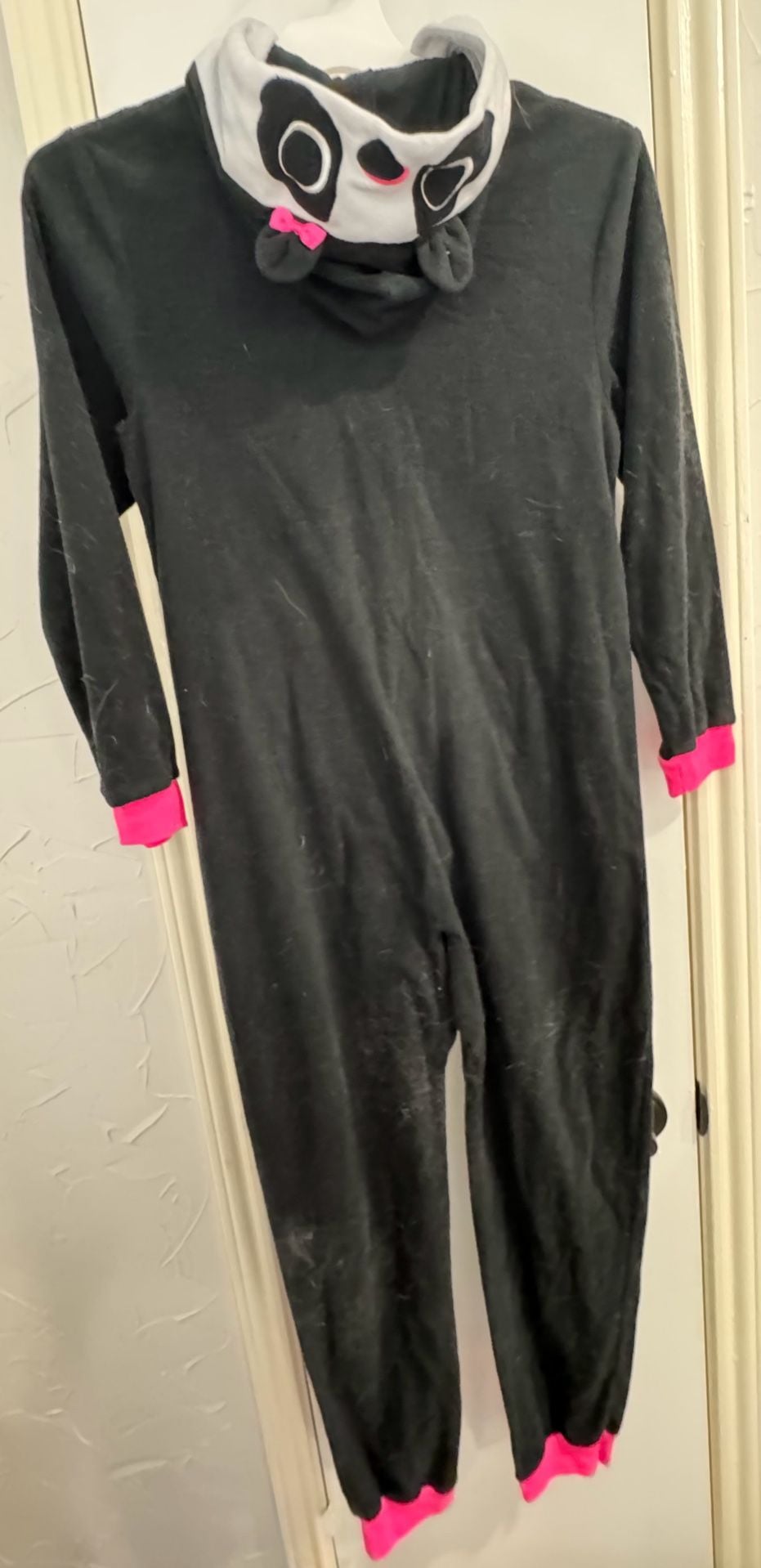 Cat & Jack Panda Onesie Size L (10/12) Black Fleece Sleepwear 4