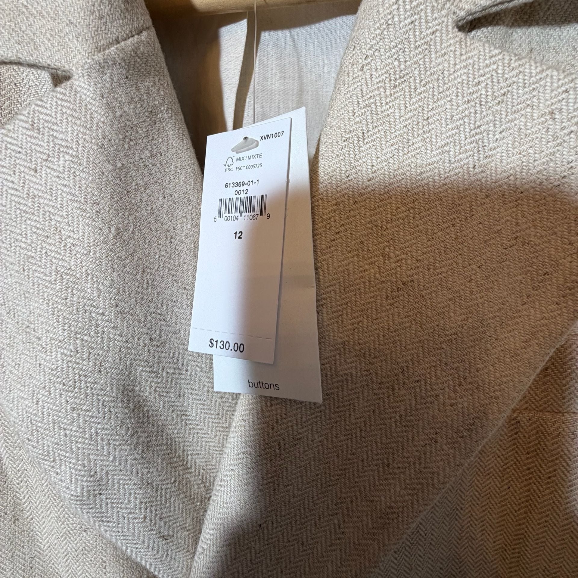 Banana Republic Cropped Double Breasted Blazer Size 12 Beige Linen 8
