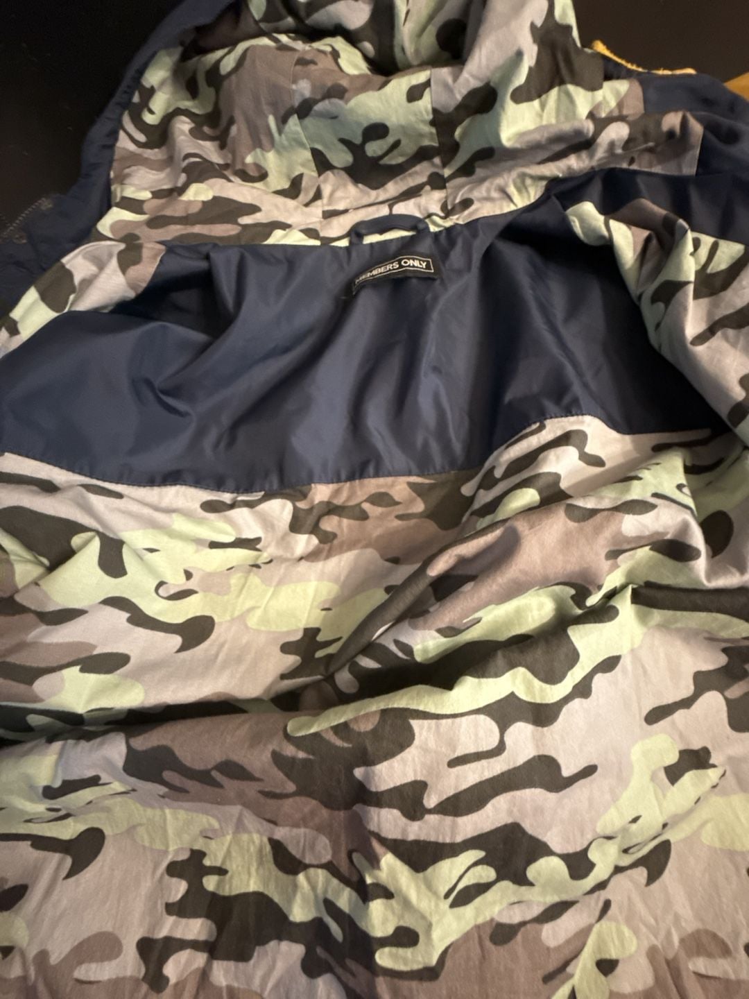 Members Only Jacket Yellow Navy Camo Hooded Coat 5