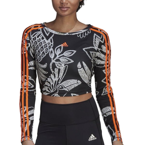 Adidas x Farm Rio Crop Long Sleeve Training Shirt Black