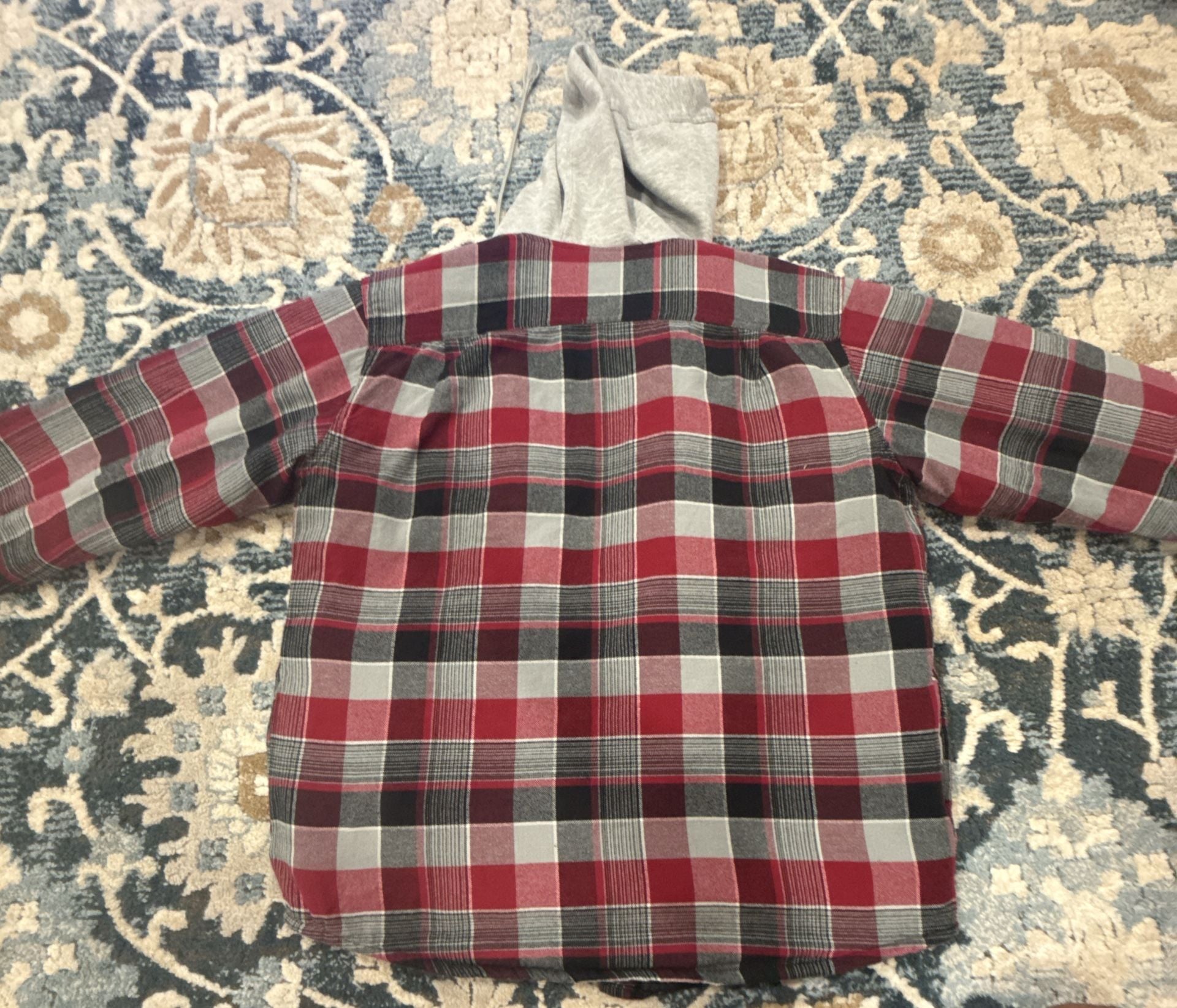 Wrangler Authentics Quilted Lined Hooded Flannel Shirt Jacket Size L Red 8