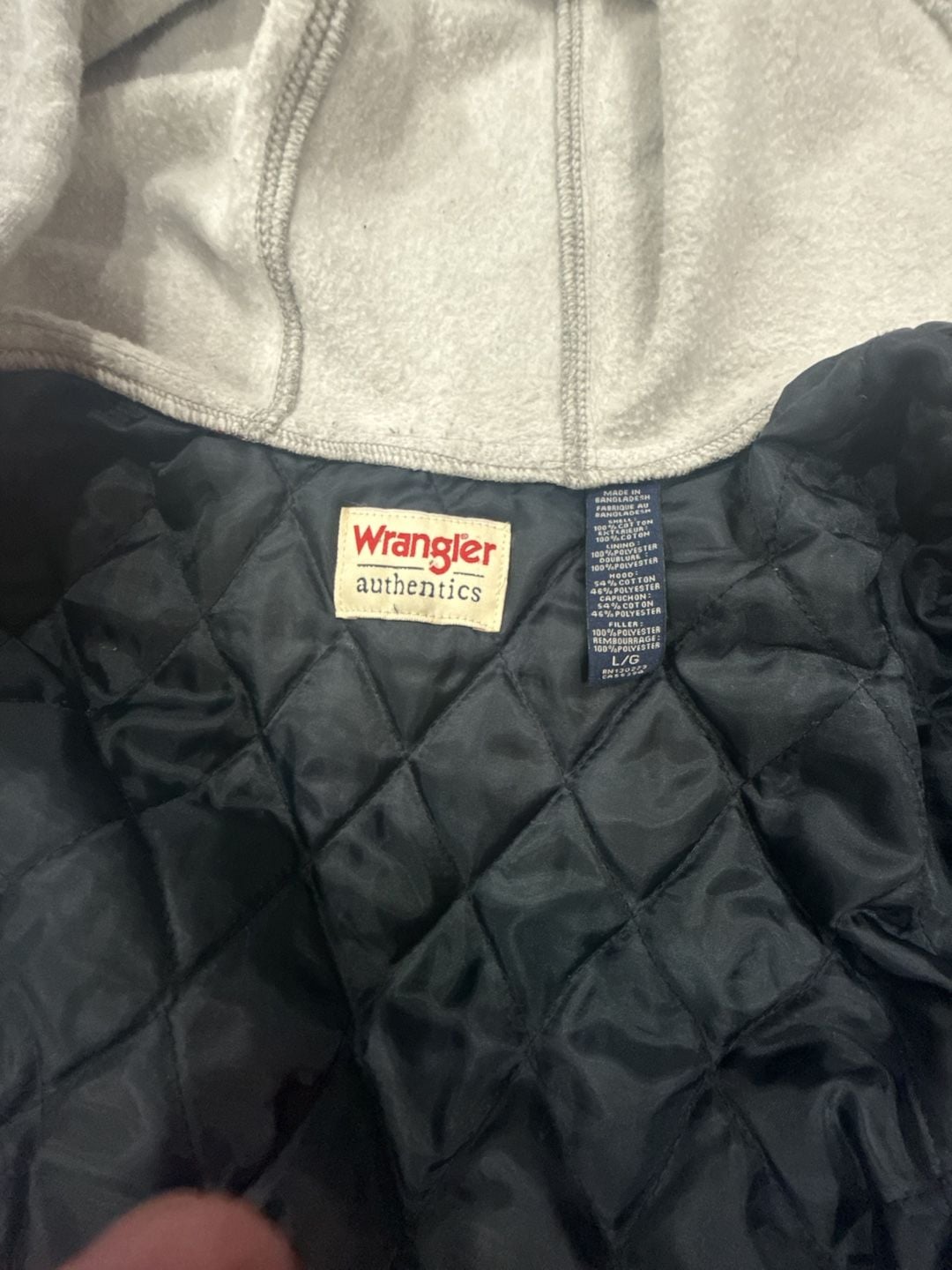 Wrangler Authentics Quilted Lined Hooded Flannel Shirt Jacket Size L Red 10
