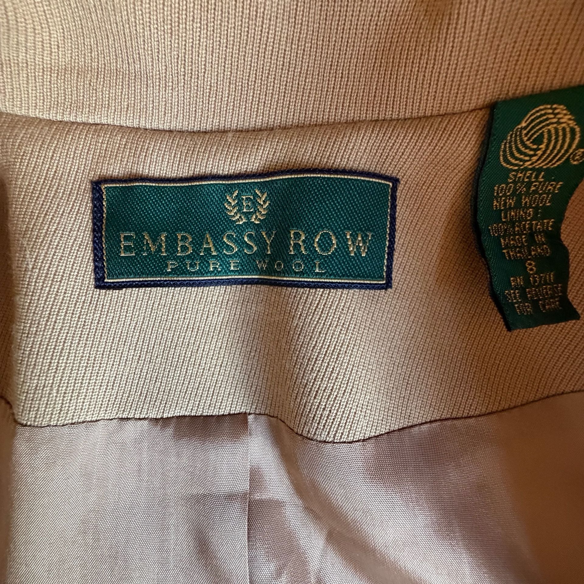 Embassy Row Wool Matching Set Size 8 Tan Pure Wool Vintage Jacket and pants 3