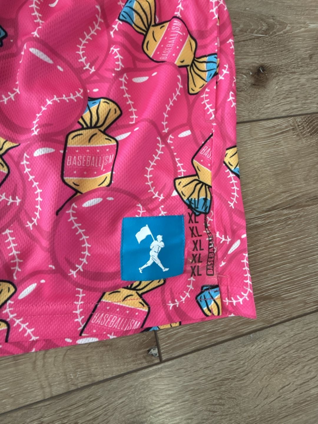 Baseballism Doubles and Bubbles Youth Mesh Shorts Size Extra Large Pink 3