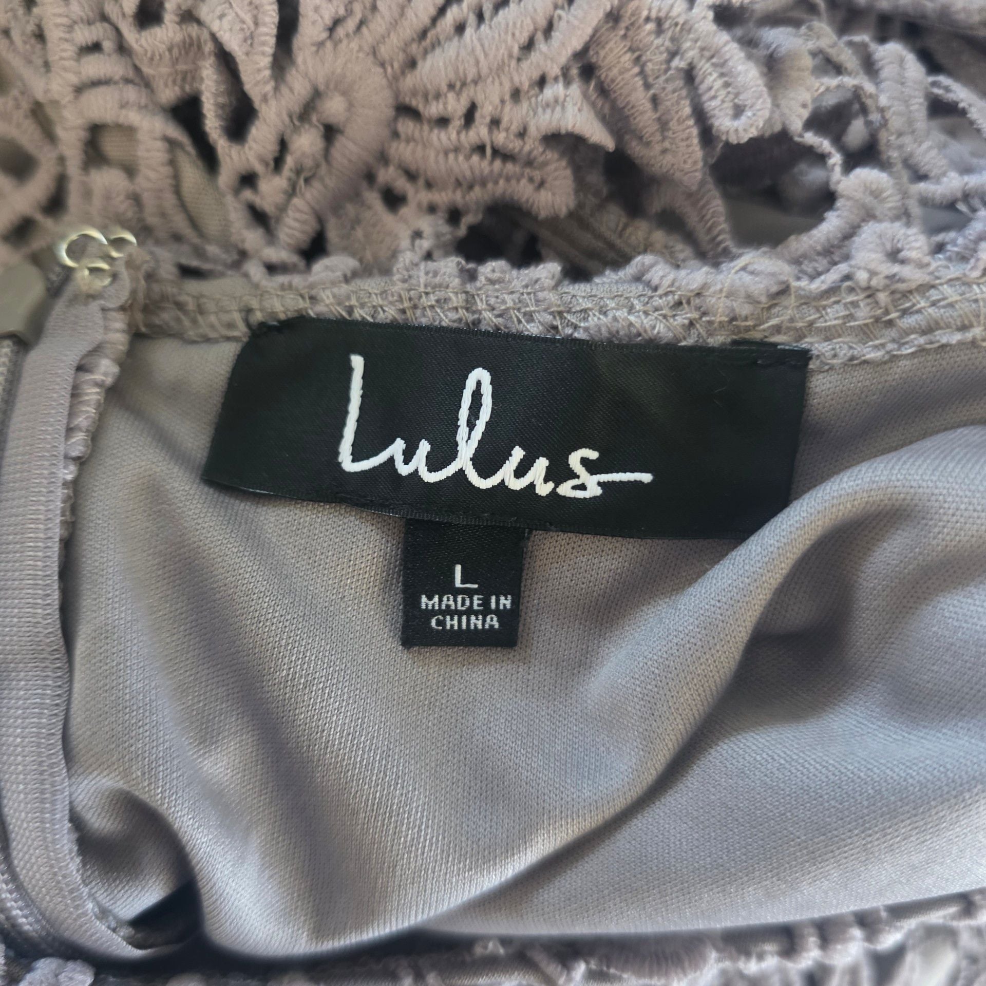 NWT Lulus Hidden Talent Backless Grey Lace mini Dress Size L 8