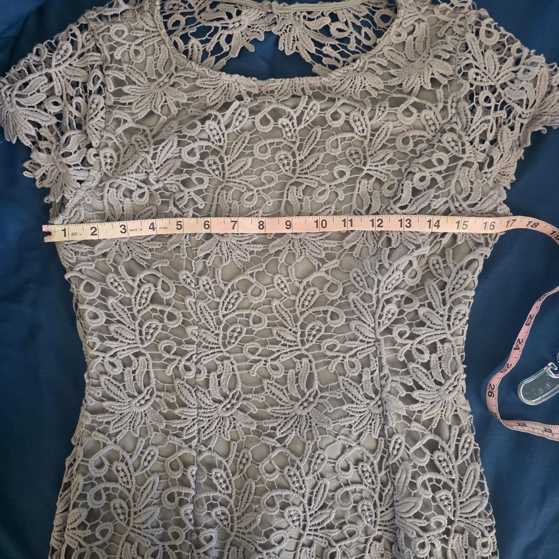 NWT Lulus Hidden Talent Backless Grey Lace mini Dress Size L 9