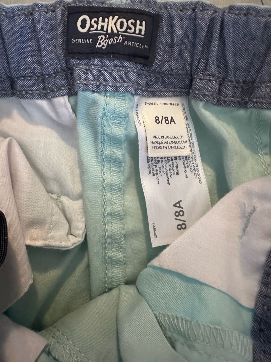 OshKosh B'gosh Chino Shorts Size 8/8A Mint Green Casual 4
