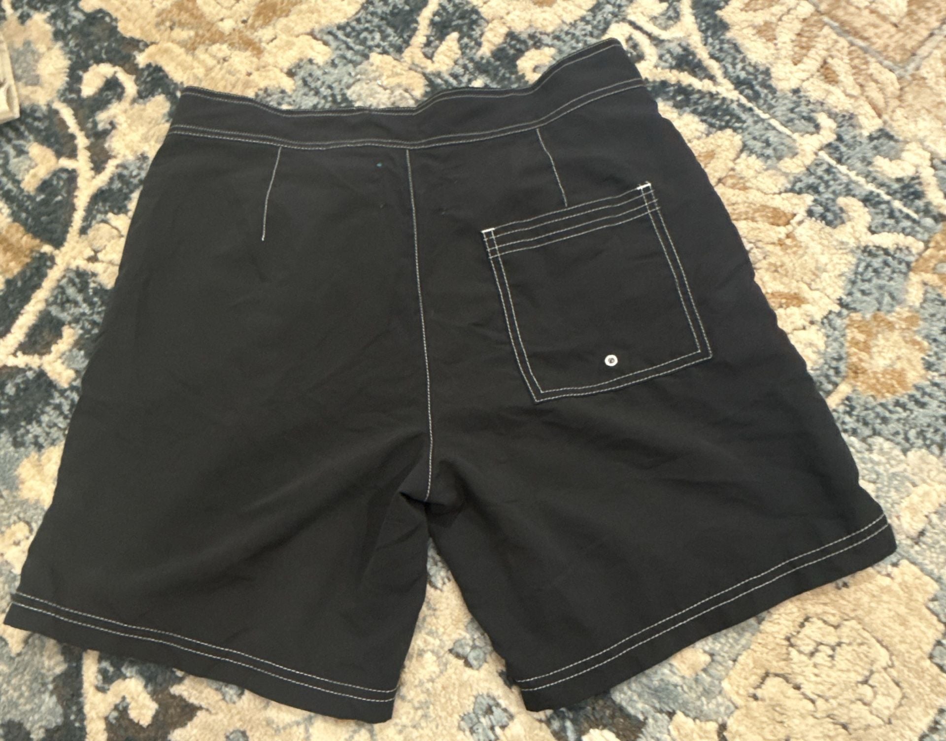 Ford Pacsun Board Shorts Black White Contrast Stitch Swim Trunks 3