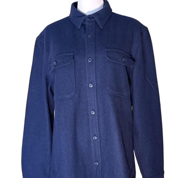 Nordstrom Wool Blend Sherpa Lined Shirt Jacket Size M Blue
