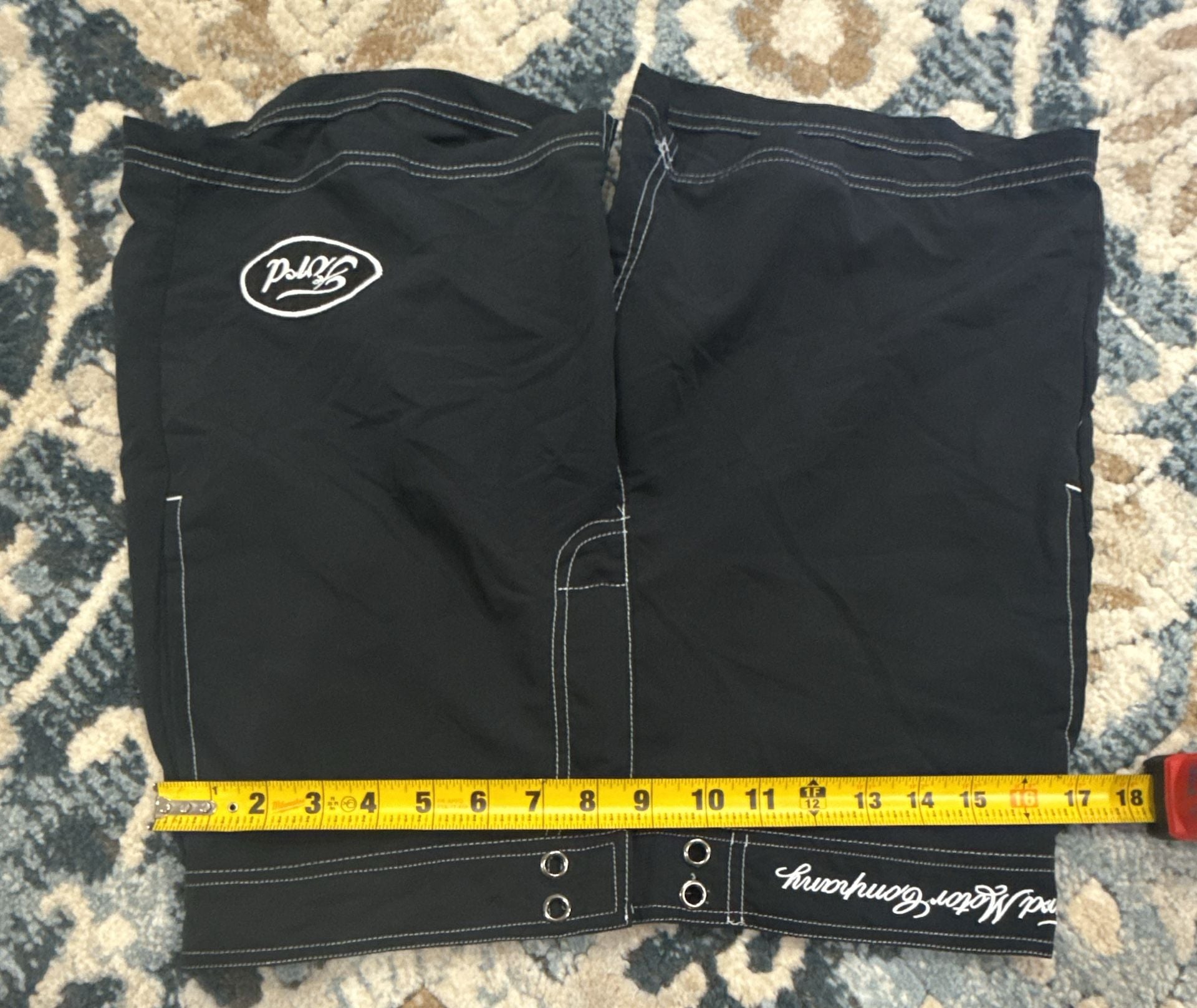 Ford Pacsun Board Shorts Black White Contrast Stitch Swim Trunks 6