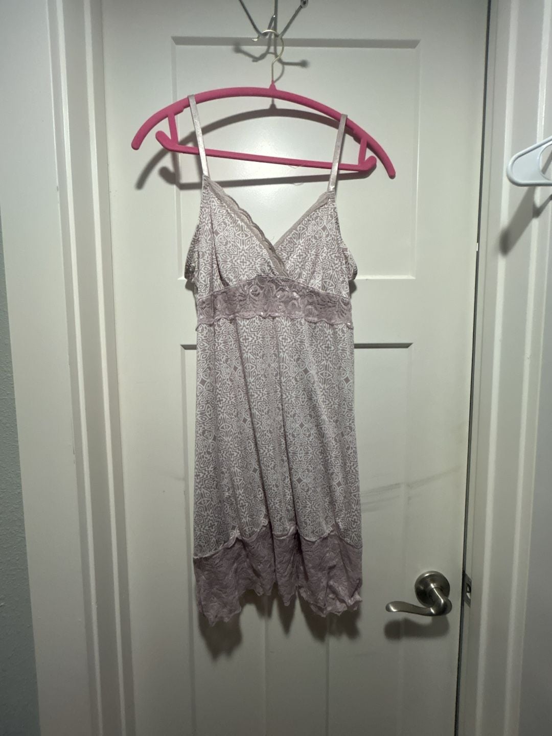 Vintage Marilyn Monroe Sleep Dress Size XL Purple Print Lace Cami Chemise 2