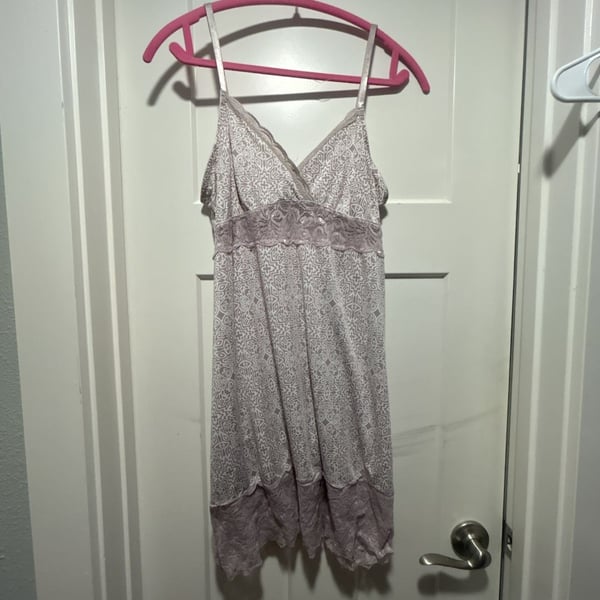 Vintage Marilyn Monroe Sleep Dress Size XL Purple Print Lace Cami Chemise
