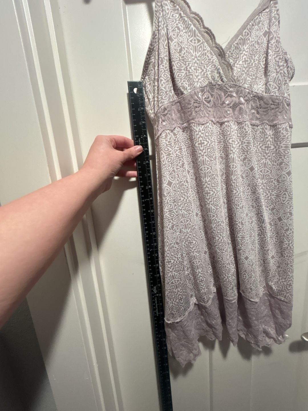 Vintage Marilyn Monroe Sleep Dress Size XL Purple Print Lace Cami Chemise 3