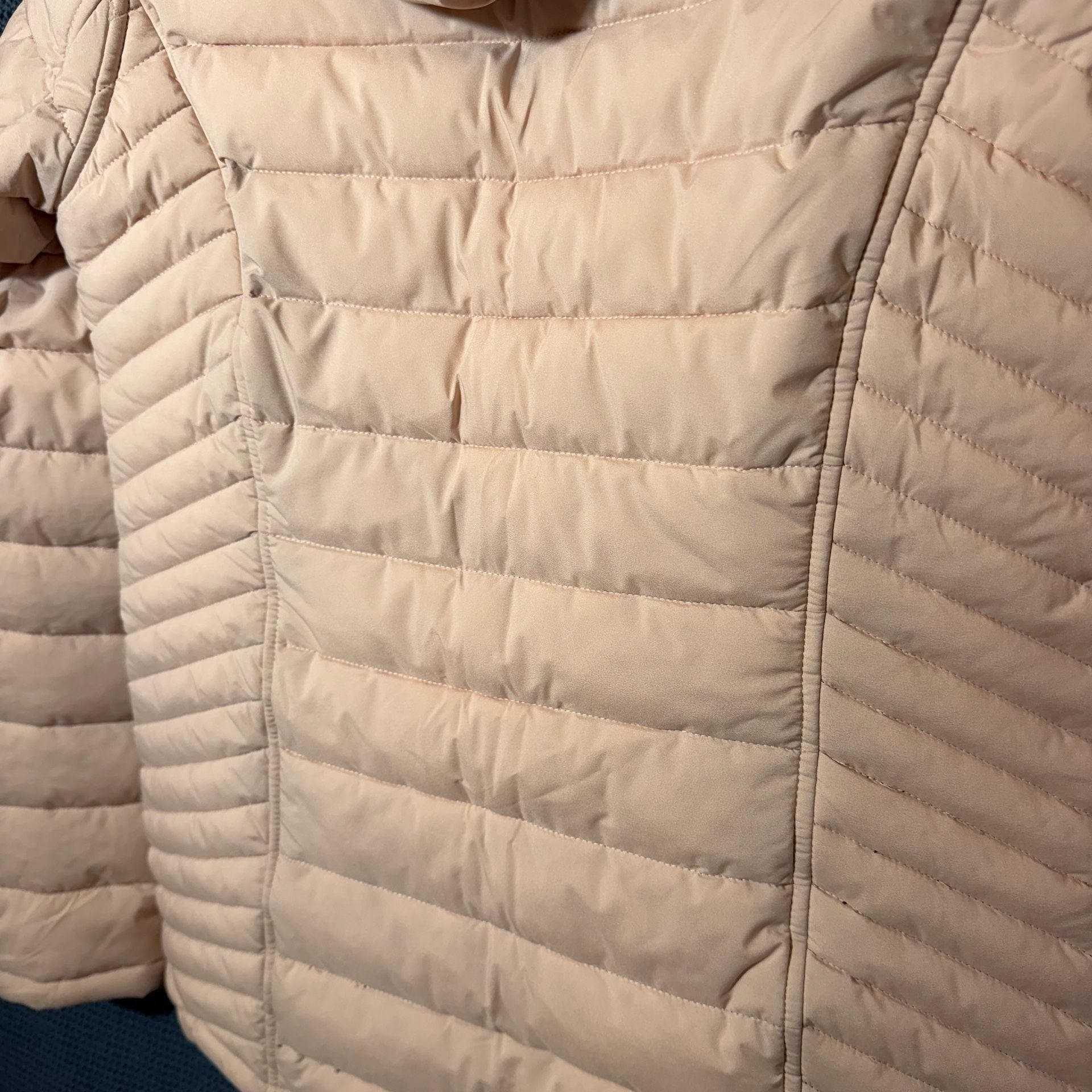 Nautica Puffer Jacket Pink Hooded Quilted Full Zip Coat 8