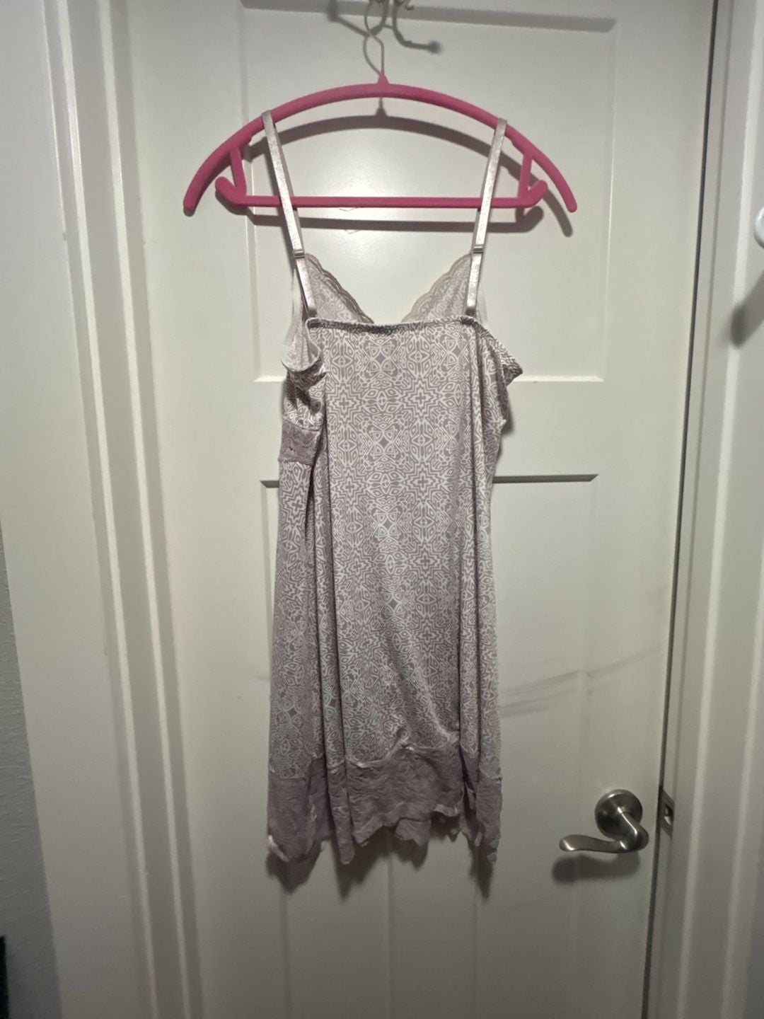 Vintage Marilyn Monroe Sleep Dress Size XL Purple Print Lace Cami Chemise 6