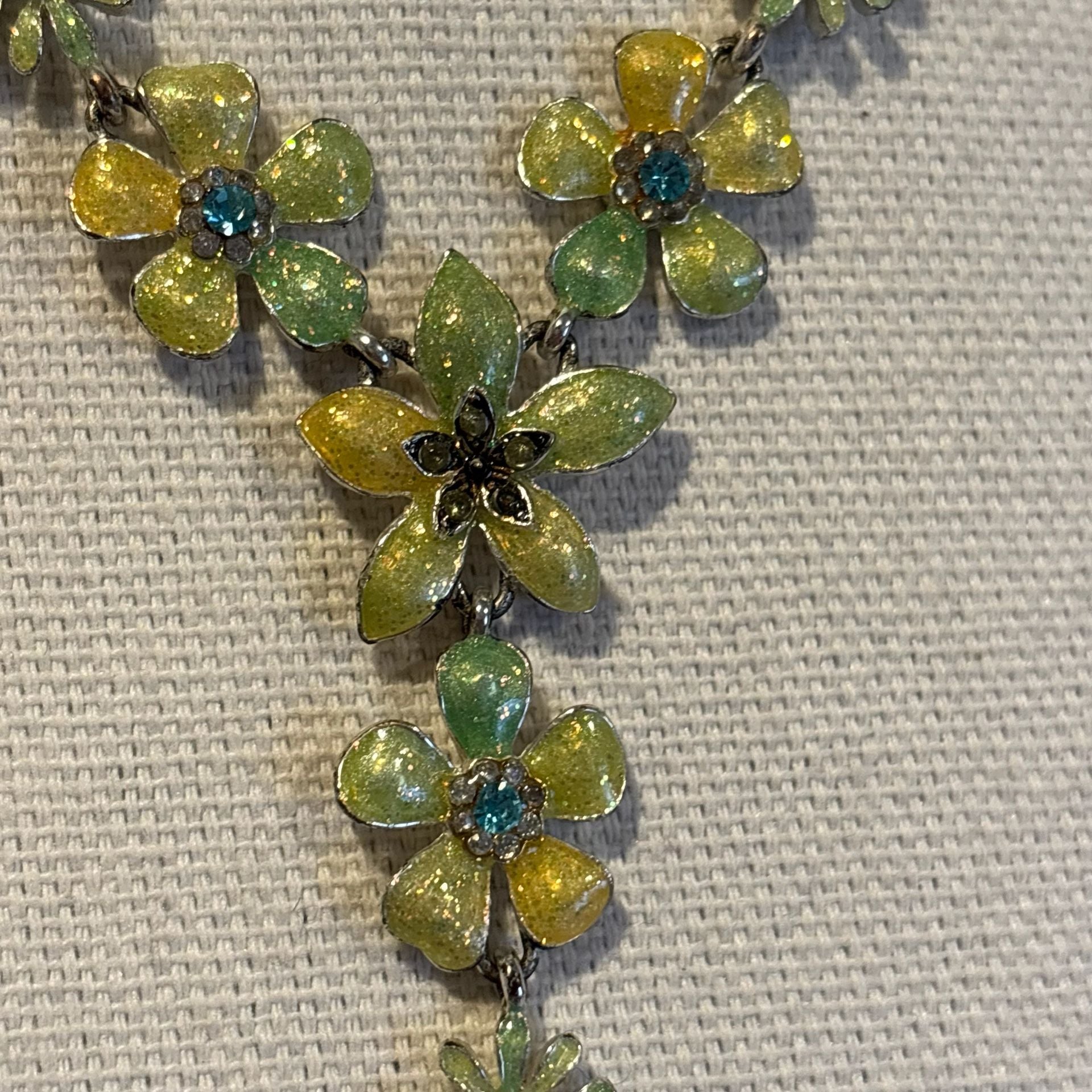 Colleen Toland Sage Green Enamel Flower Y Necklace 5