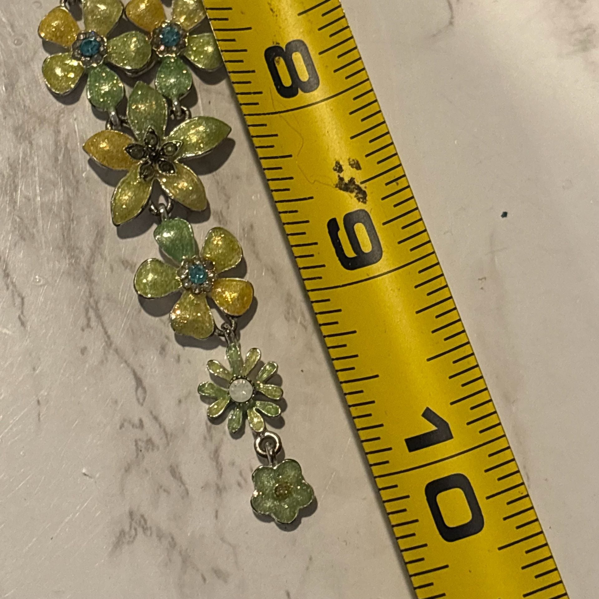 Colleen Toland Sage Green Enamel Flower Y Necklace 6