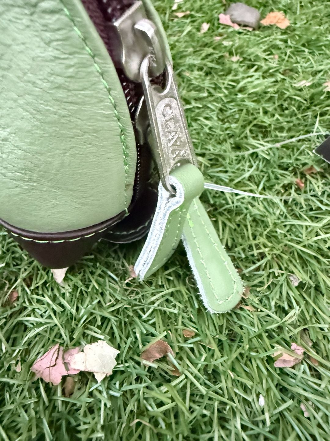 Clava Leather Style 112 Pouch Green and Dark Brown 3