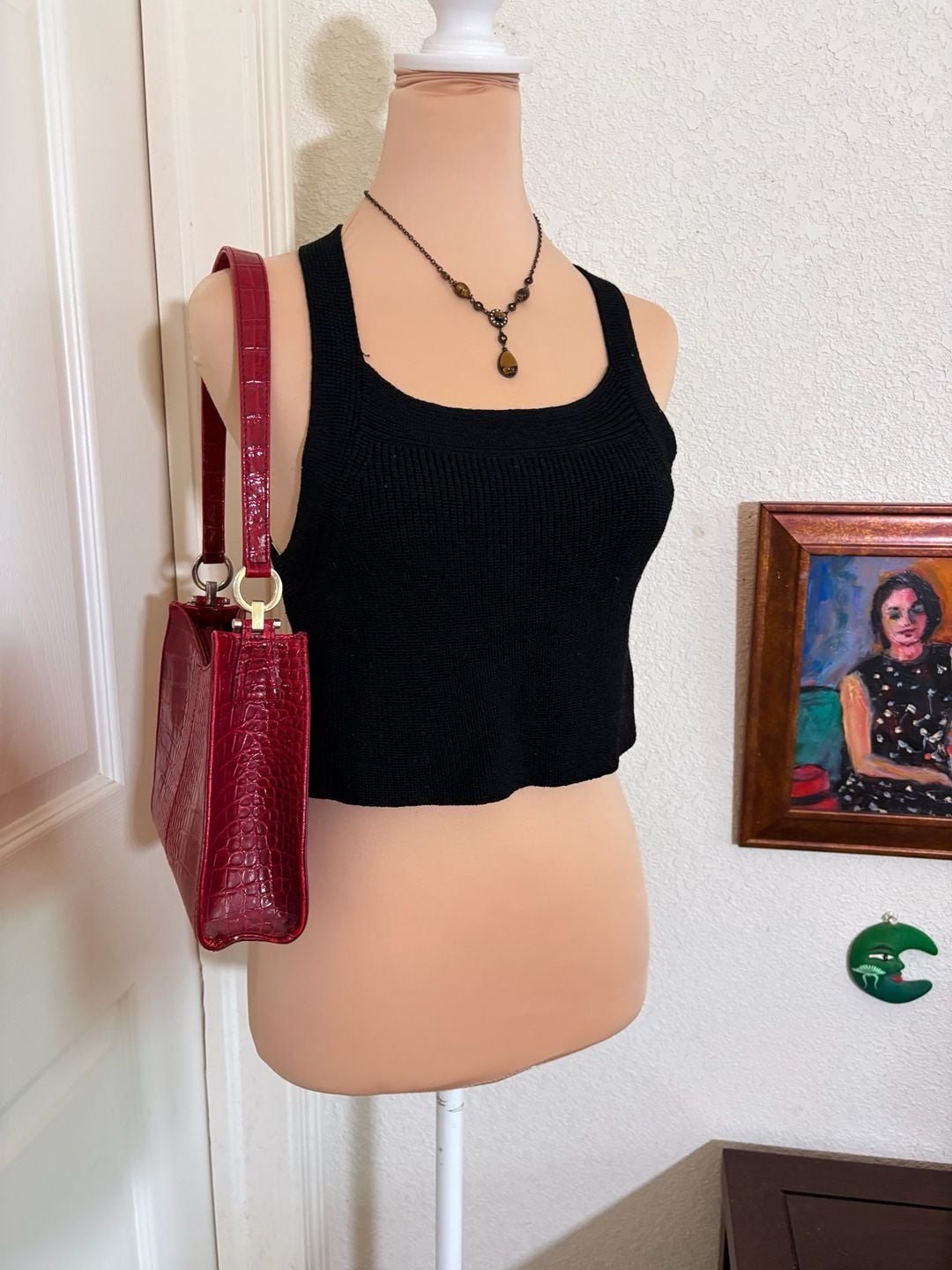 Wilfred Knit Crop Top Black Open Back Sweater Tank 2