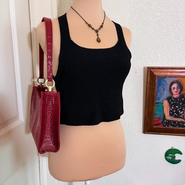 Wilfred Knit Crop Top Black Open Back Sweater Tank