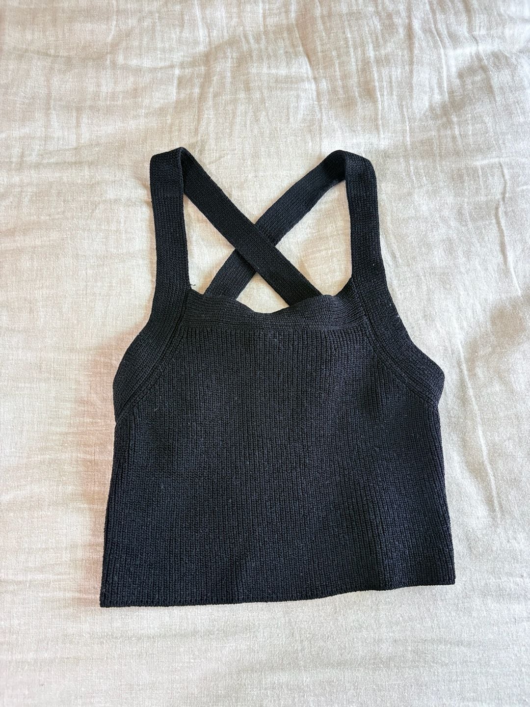 Wilfred Knit Crop Top Black Open Back Sweater Tank 6