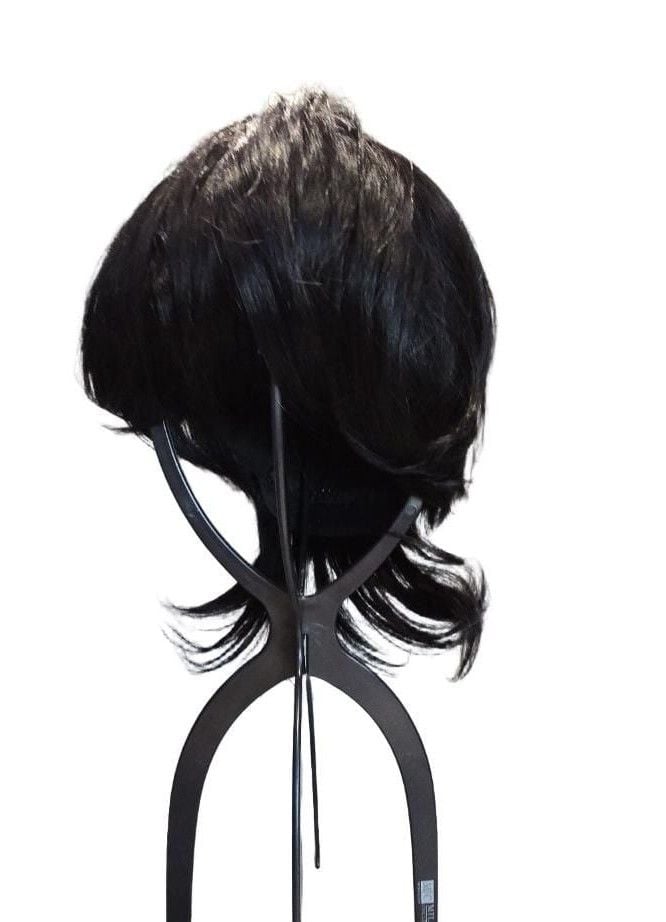 Human Hair Wig Black Short Wavy 831-1B 2