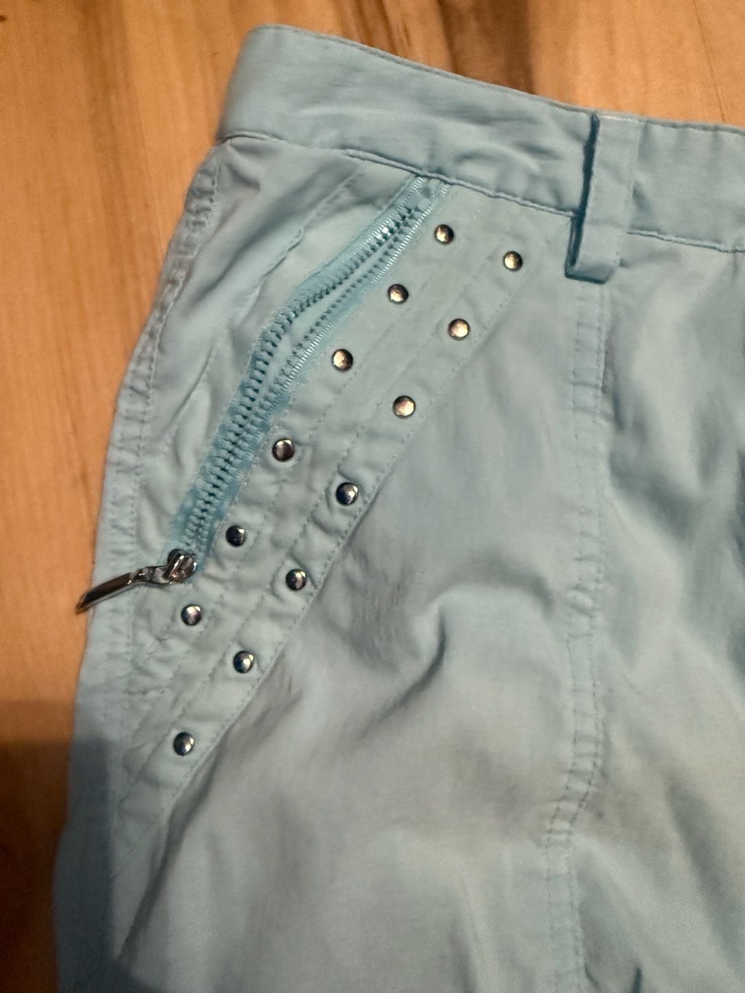 Jamie Sadock Women’s Size 8 Blue Golf Shorts Studded Zip Pockets Bermuda Stretch 3