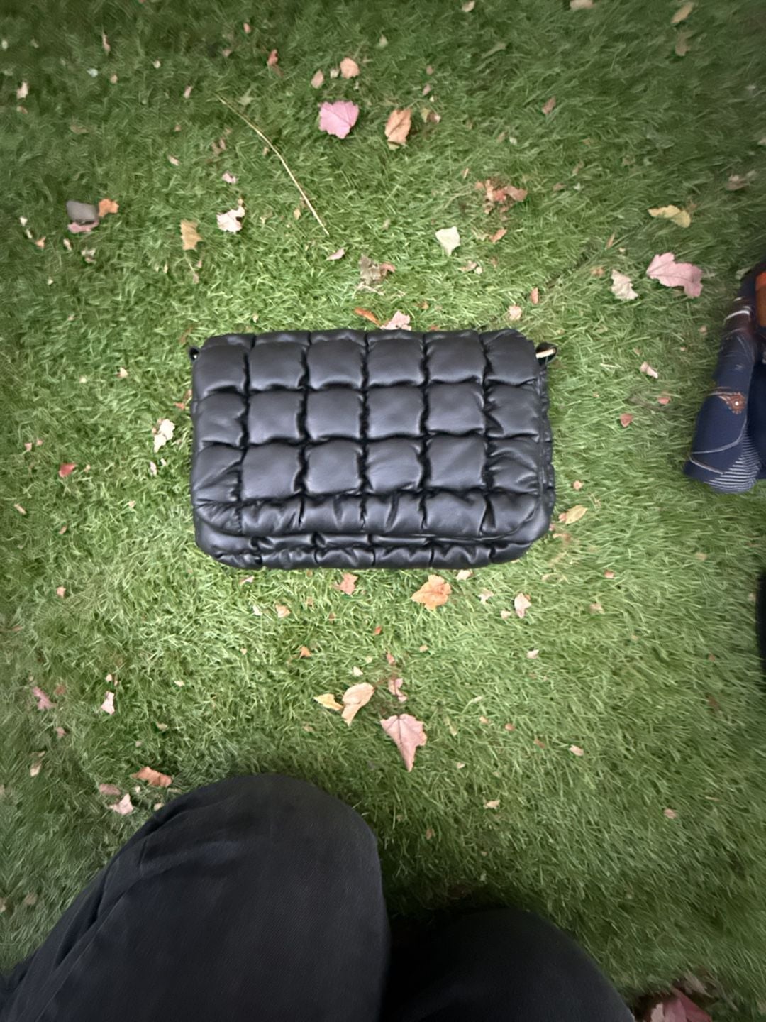 Expressions NYC Quilted Crossbody Bag Black Faux Leather 2
