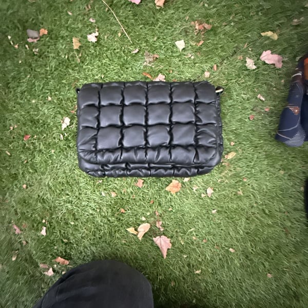 Expressions NYC Quilted Crossbody Bag Black Faux Leather