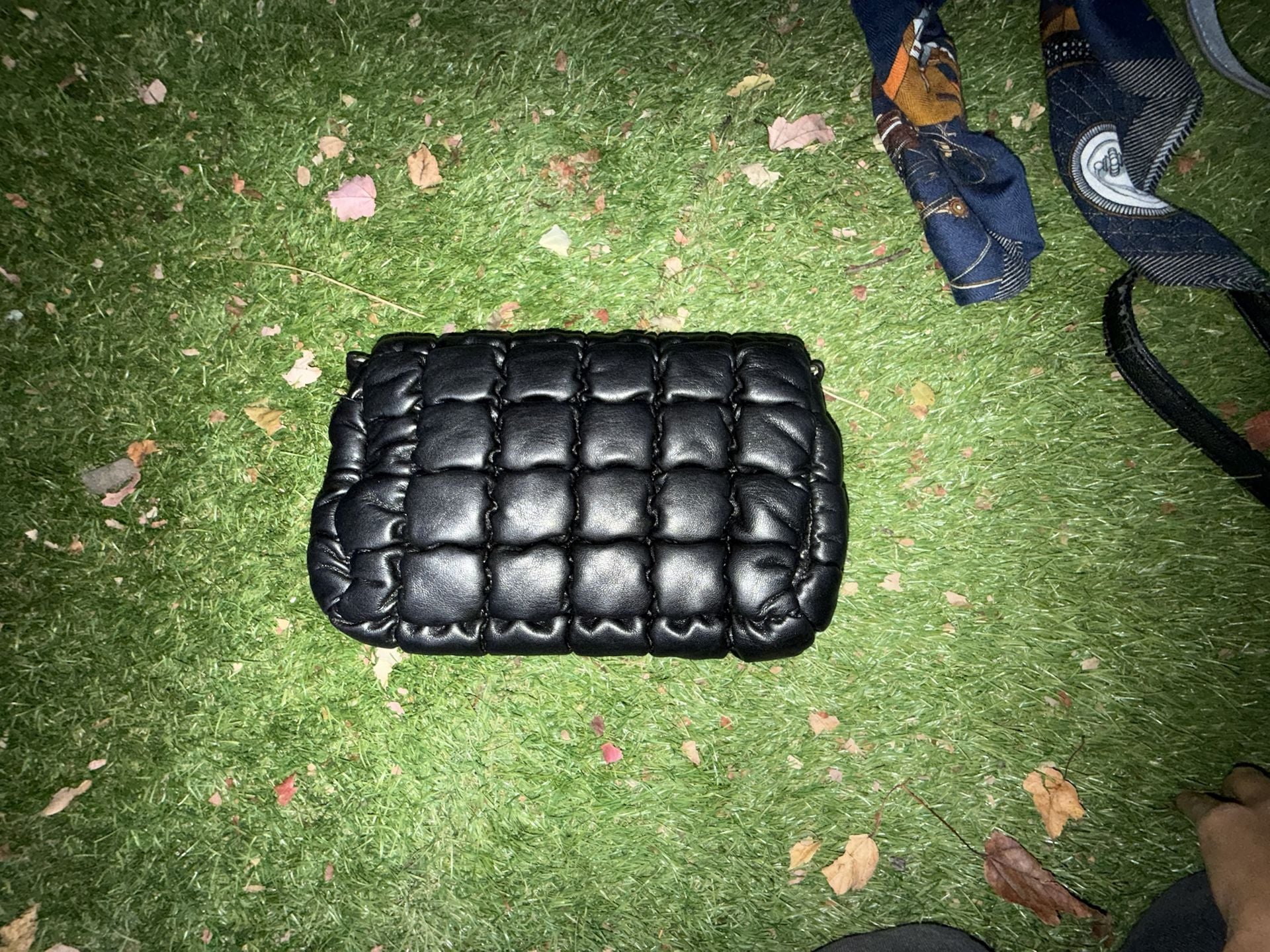 Expressions NYC Quilted Crossbody Bag Black Faux Leather 5