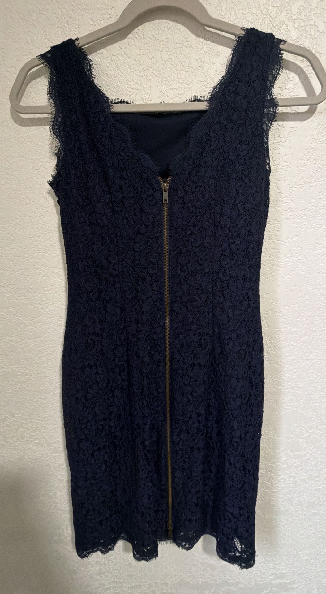 Adrianna Papell Lace Sheath Dress Size US 2 Navy Blue 3