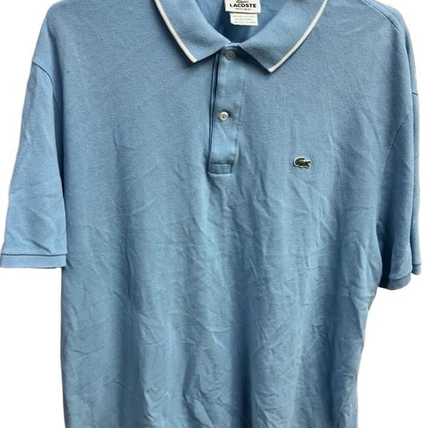 Lacoste Regular Fit Polo Shirt Size 9 Light Blue Cotton Tipped