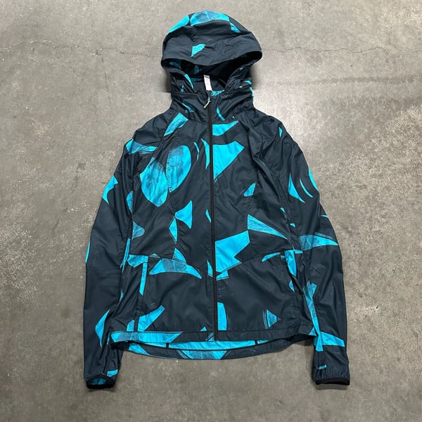Lululemon Full Zip Hooded Jacket Size 6 Blue Black Abstract Print